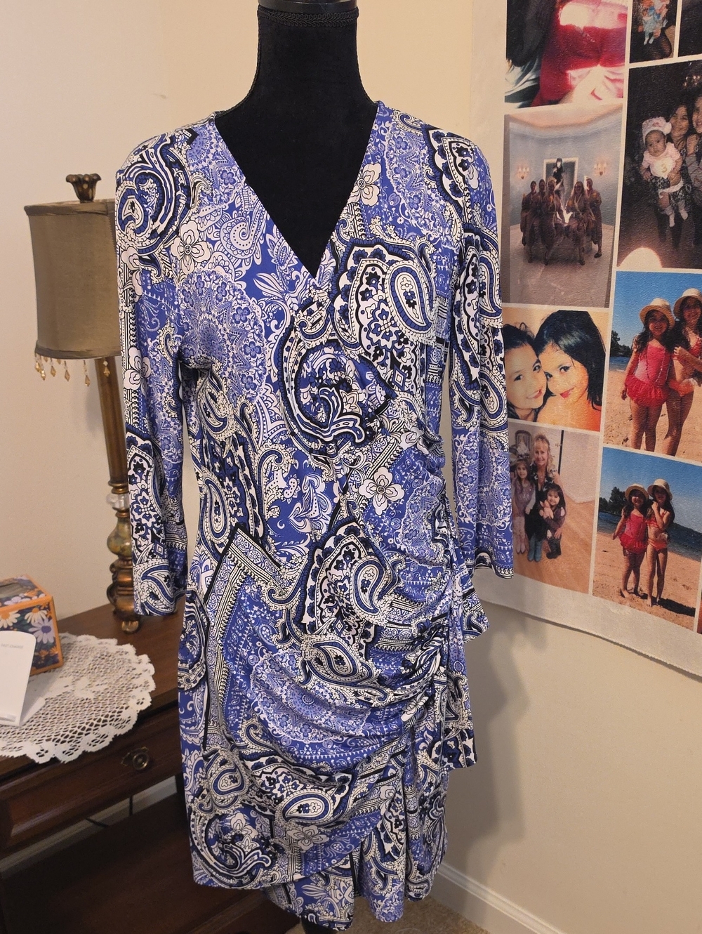Purple Paisley Wrap-Style Women's Dress
